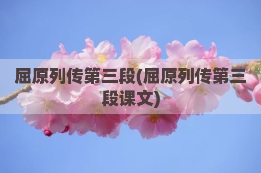 屈原列传第三段(屈原列传第三段课文)