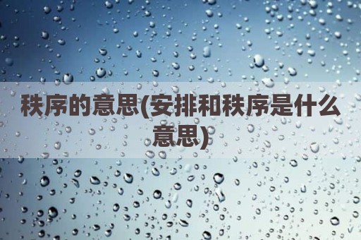 秩序的意思(安排和秩序是什么意思)
