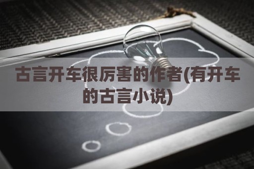 古言开车很厉害的作者(有开车的古言小说)