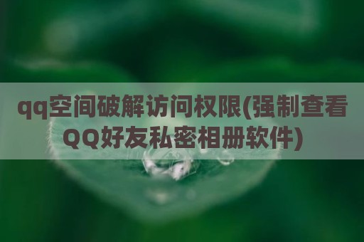 qq空间破解访问权限(强制查看QQ好友私密相册软件)