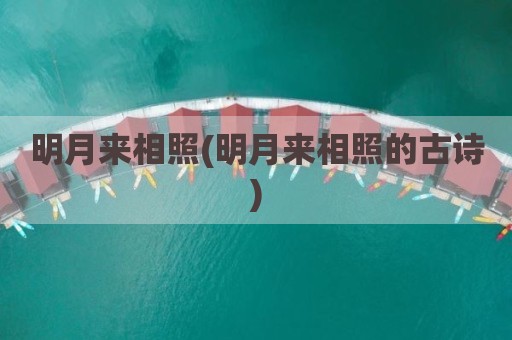 明月来相照(明月来相照的古诗)