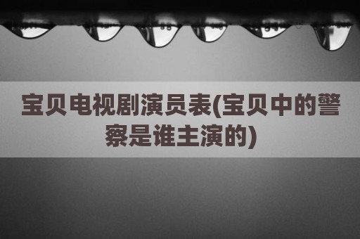 宝贝电视剧演员表(宝贝中的警察是谁主演的)