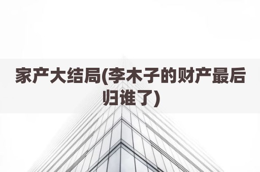 家产大结局(李木子的财产最后归谁了)