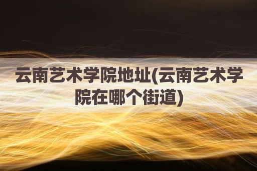 云南艺术学院地址(云南艺术学院在哪个街道)