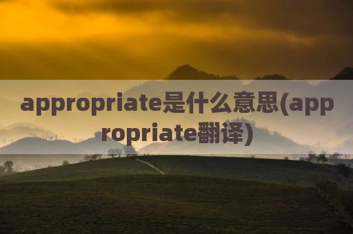 appropriate是什么意思(appropriate翻译)