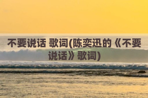 不要说话 歌词(陈奕迅的《不要说话》歌词)