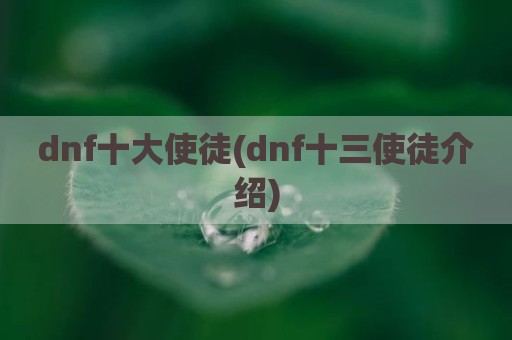 dnf十大使徒(dnf十三使徒介绍)