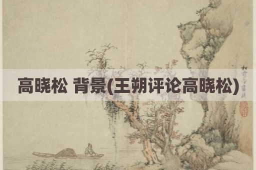 高晓松 背景(王朔评论高晓松)