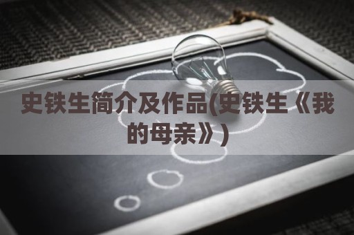 史铁生简介及作品(史铁生《我的母亲》)