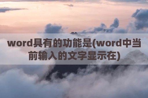 word具有的功能是(word中当前输入的文字显示在)