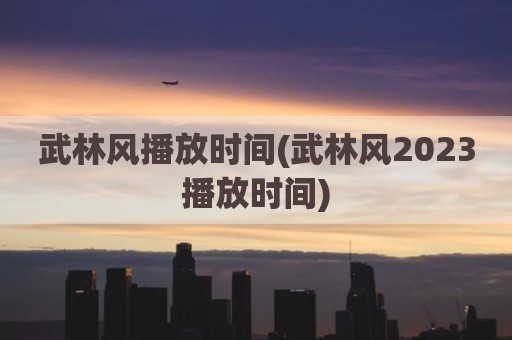 武林风播放时间(武林风2023播放时间)