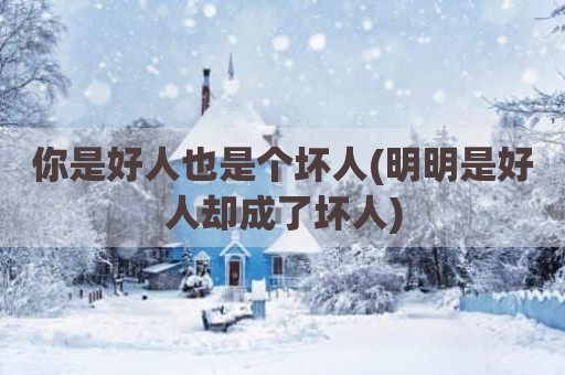 你是好人也是个坏人(明明是好人却成了坏人)