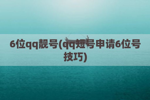 6位qq靓号(qq短号申请6位号技巧)