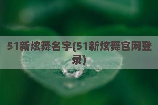 51新炫舞名字(51新炫舞官网登录)