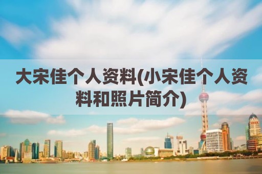 大宋佳个人资料(小宋佳个人资料和照片简介)
