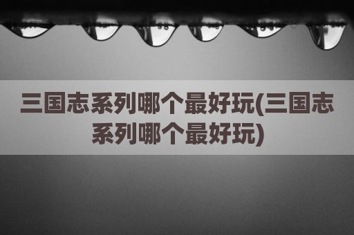 三国志系列哪个最好玩(三国志系列哪个最好玩)