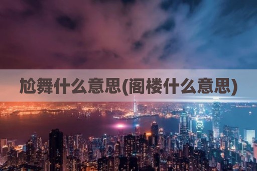 尬舞什么意思(阁楼什么意思)