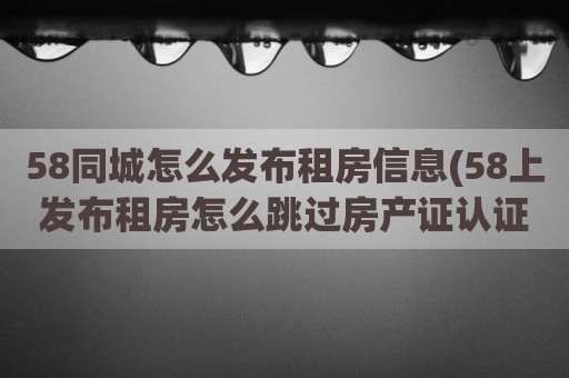 58同城怎么发布租房信息(58上发布租房怎么跳过房产证认证)
