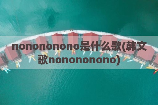 nonononono是什么歌(韩文歌nonononono)