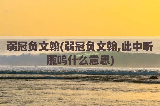 弱冠负文翰(弱冠负文翰,此中听鹿鸣什么意思)