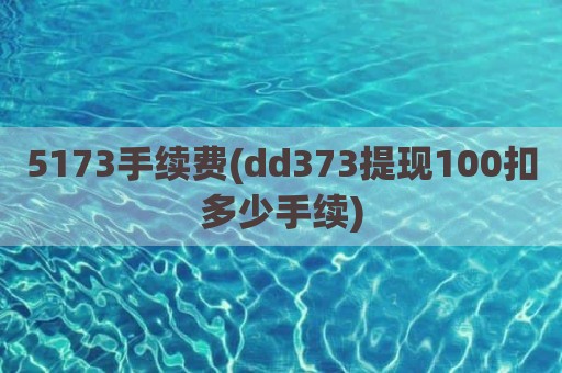 5173手续费(dd373提现100扣多少手续)