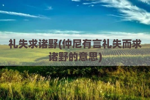 礼失求诸野(仲尼有言礼失而求诸野的意思)