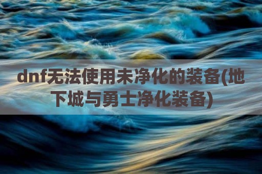 dnf无法使用未净化的装备(地下城与勇士净化装备)