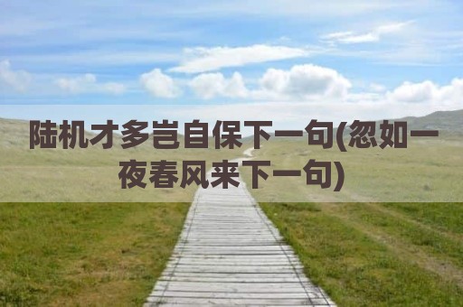 陆机才多岂自保下一句(忽如一夜春风来下一句)