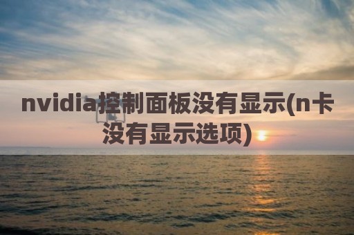 nvidia控制面板没有显示(n卡没有显示选项)