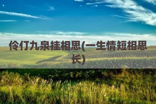 伶仃九泉挂相思(一生情短相思长)