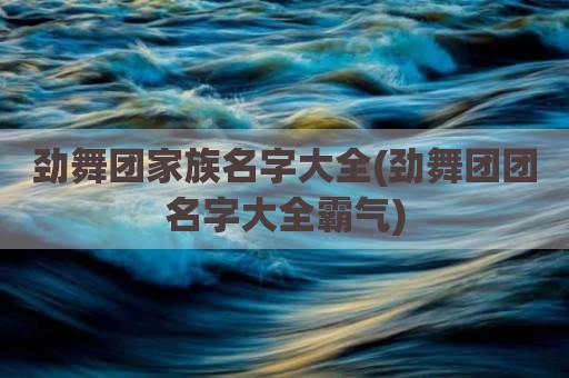 劲舞团家族名字大全(劲舞团团名字大全霸气)
