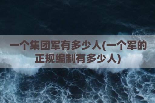 一个集团军有多少人(一个军的正规编制有多少人)