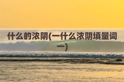 什么的浓阴(一什么浓阴填量词一)