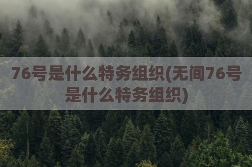 76号是什么特务组织(无间76号是什么特务组织)