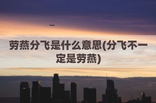 劳燕分飞是什么意思(分飞不一定是劳燕)
