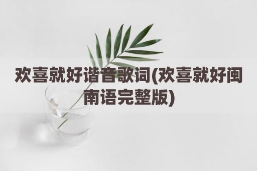 欢喜就好谐音歌词(欢喜就好闽南语完整版)