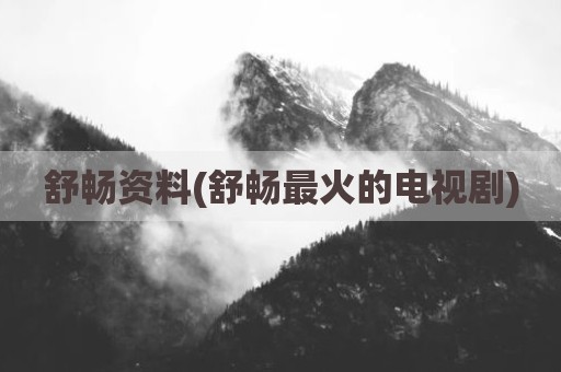 舒畅资料(舒畅最火的电视剧)