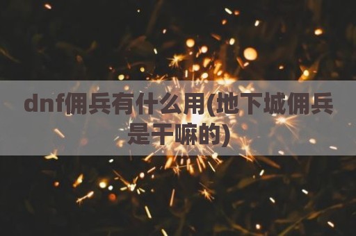 dnf佣兵有什么用(地下城佣兵是干嘛的)