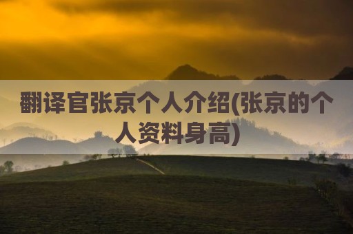 翻译官张京个人介绍(张京的个人资料身高)