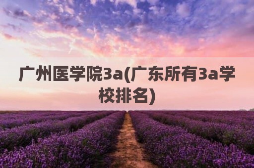 广州医学院3a(广东所有3a学校排名)