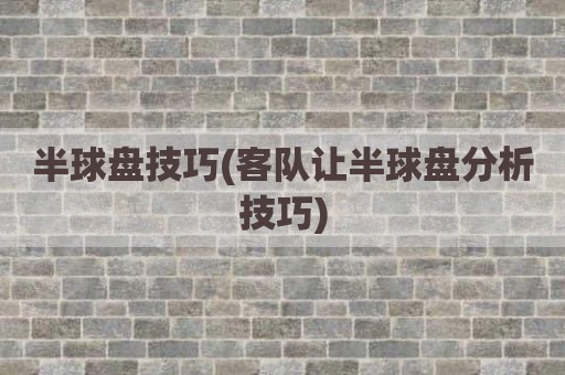 半球盘技巧(客队让半球盘分析技巧)