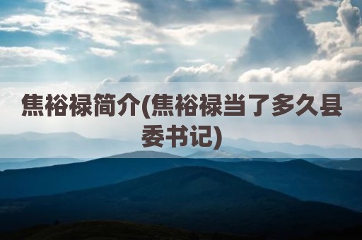 焦裕禄简介(焦裕禄当了多久县委书记)