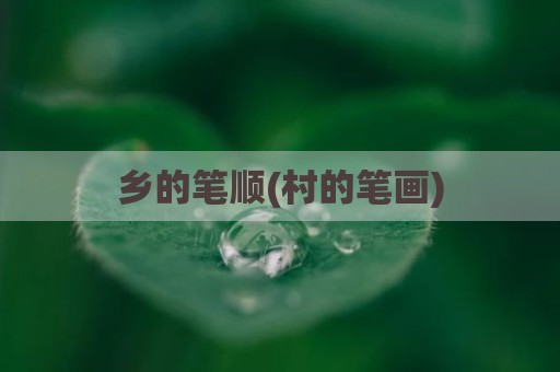 乡的笔顺(村的笔画)