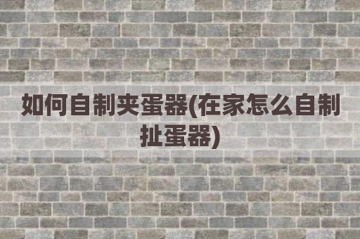 如何自制夹蛋器(在家怎么自制扯蛋器)