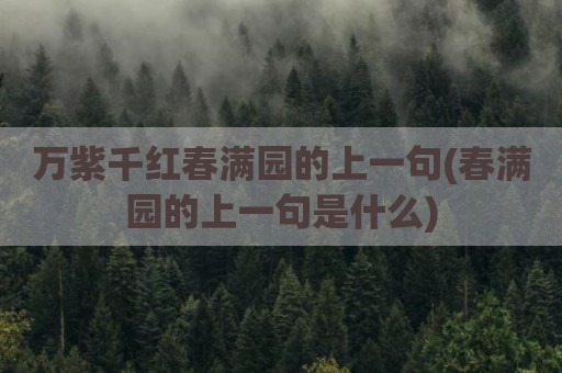 万紫千红春满园的上一句(春满园的上一句是什么)