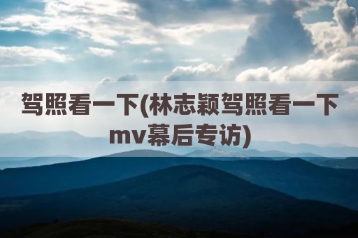 驾照看一下(林志颖驾照看一下mv幕后专访)