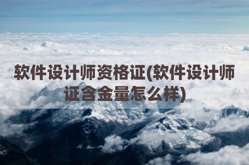 软件设计师资格证(软件设计师证含金量怎么样)
