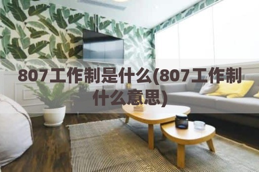 807工作制是什么(807工作制什么意思)