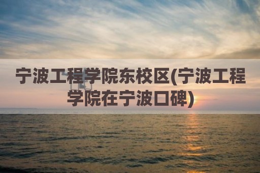 宁波工程学院东校区(宁波工程学院在宁波口碑)