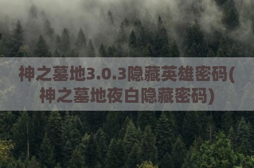 神之墓地3.0.3隐藏英雄密码(神之墓地夜白隐藏密码)